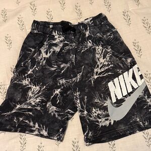 Nike Black and White Tie-Dye Logo Shorts